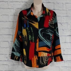 🔵BOGO FREE🔵 Duolin Artsy Top Button Down Long Sleeve Sz S